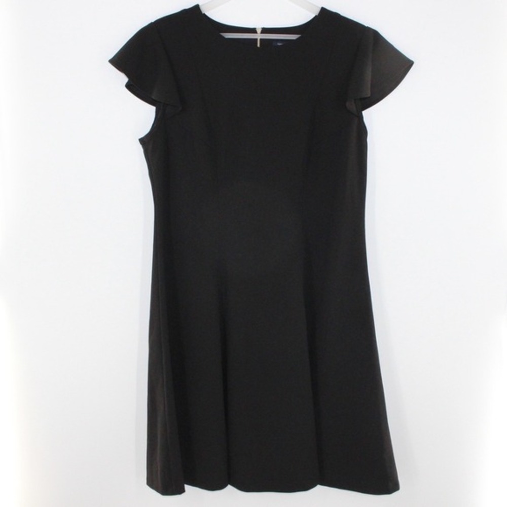 Tommy Hilfiger Sheath Dress Gold Shoulder Zipper Size 10 Black